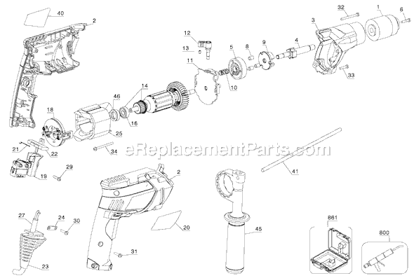 Page A Diagram and Parts List for FS6500HD Type 1 Black and Decker Electric Drill